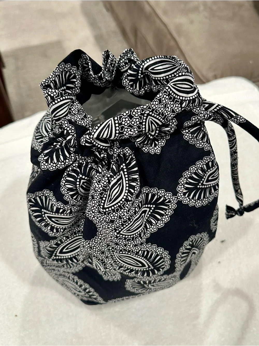 Vera Bradley Black & White Floral Drawstring Pouch